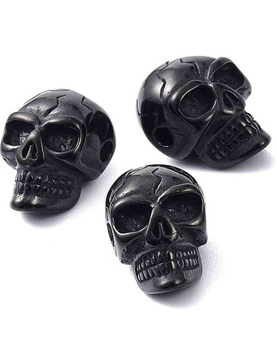 Calavera (2). Acero inoxidable. Color BLACK. 14x9,5x9 milímetros. 1,6 mm perforación. 1 unidad.