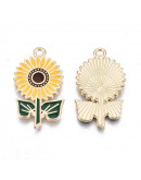 Girasol. Aleación de cobre y esmalte. 27,5x15,5x1 milímetro. 1,8 mm perforación. 2 unidades. Girasol. Aleación de cobre y esmalte. 27,5x15,5x1 milímetro. 1,8 mm perforación. 2 unidades.