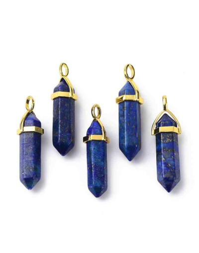 Lapislazuli. Engarce de aleación. Color dorado. 35 milímetros. 3x4,5 perforación. 1 unidad.