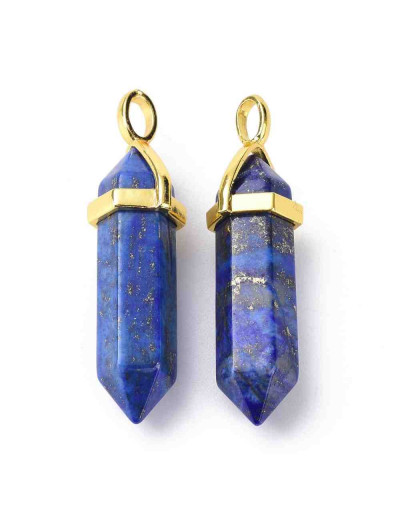 Lapislazuli. Engarce de aleación. Color dorado. 35 milímetros. 3x4,5 perforación. 1 unidad.