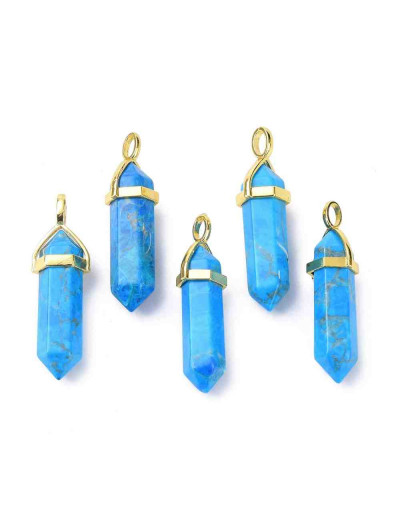 Turquesa. Engarce de aleación. Color dorado. 35 milímetros. 3x4,5 perforación. 1 unidad.