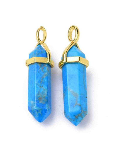 Turquesa. Engarce de aleación. Color dorado. 35 milímetros. 3x4,5 perforación. 1 unidad.