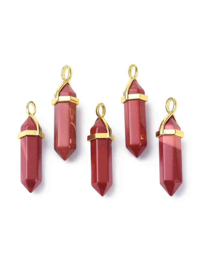 Jásper Mookaite. Engarce de aleación. Color dorado. 35 milímetros. 3x4,5 perforación. 1 unidad.