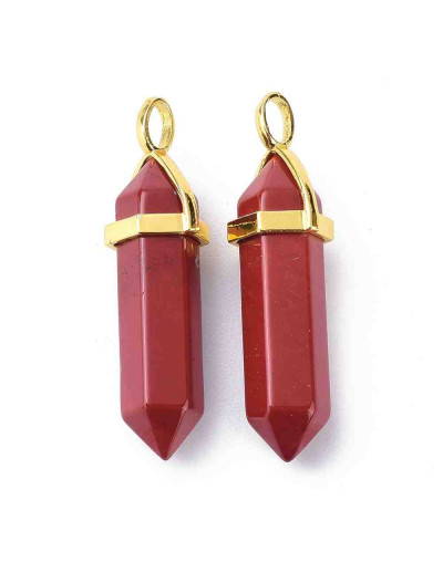 Jásper Mookaite. Engarce de aleación. Color dorado. 35 milímetros. 3x4,5 perforación. 1 unidad.