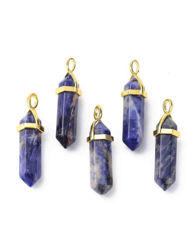 Sodalita. Engarce de aleación. Color dorado. 35 milímetros. 3x4,5 perforación. 1 unidad.