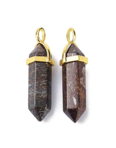 Bronzite. Engarce de aleación. Color dorado. 35 milímetros. 3x4,5 perforación. 1 unidad.