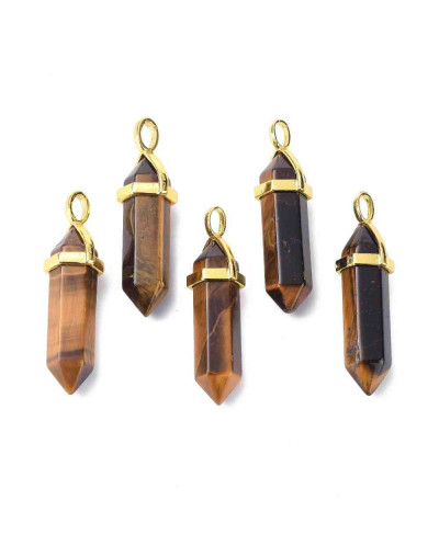 Ojo de tigre. Engarce de aleación. Color dorado. 35 milímetros. 3x4,5 perforación. 1 unidad.