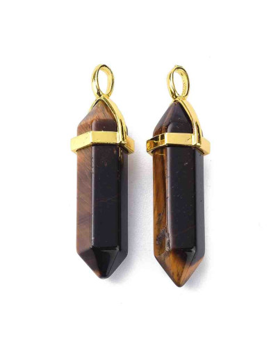 Ojo de tigre. Engarce de aleación. Color dorado. 35 milímetros. 3x4,5 perforación. 1 unidad.