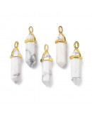 Howlite. Engarce de aleación. Color dorado. 35 milímetros. 3x4,5 perforación. 1 unidad. Howlite. Engarce de aleación. Color dorado. 35 milímetros. 3x4,5 perforación. 1 unidad.