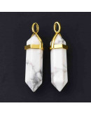 Howlite. Engarce de aleación. Color dorado. 35 milímetros. 3x4,5 perforación. 1 unidad. Howlite. Engarce de aleación. Color dorado. 35 milímetros. 3x4,5 perforación. 1 unidad.