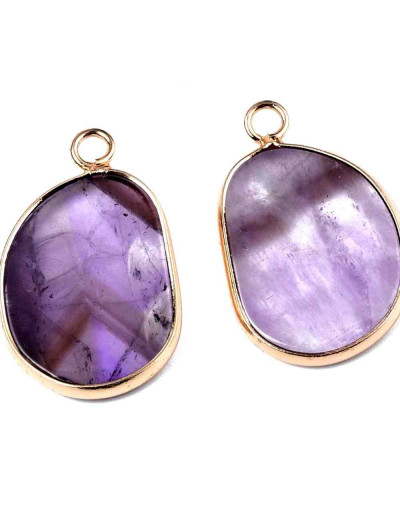 Amatista. Aleación de cobre. Color dorado. 25,5x16x2 milímetros. 2,5 mm perforación. 1 ud.