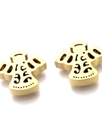 Angel. Acero inoxidable. Color dorado. 9,5x11,5x3 milímetros. 2 mm perforación. 1 unidad.