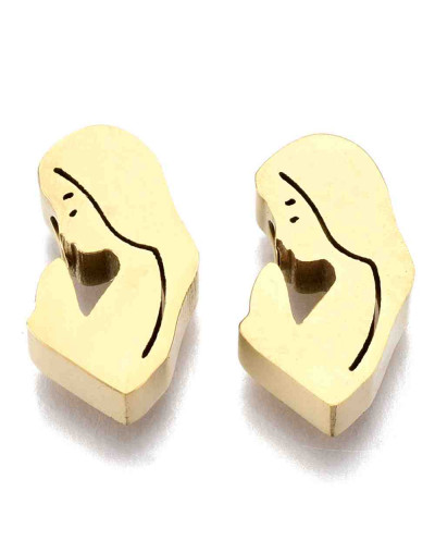 Virgen María (2). Acero inoxidable. Color dorado. 9,5x11,5x3 milímetros. 2 mm perforación. 1 unidad.