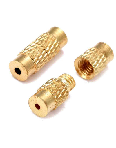 Terminales de rosca. Aleación de cobre. Color dorado. 12x4 milímetros. 1mm perforación. 2 sets.