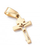 Cruz. Acero inoxidable. Color dorado. 21x12x1,5 milímetros. 3,5x7 mm cierre collar. 1 unidad. Cruz. Acero inoxidable. Color dorado. 21x12x1,5 milímetros. 3,5x7 mm cierre collar. 1 unidad.