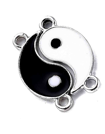 Yin Yang. Aleación de cobre. 22x10x1 milímetros. 1,8 mm perforación. 1 set.