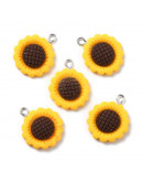 Girasol. Resina+Aleación de cobre. Color plateado. 24x19x5 milímetros. 2 mm perforación. 2 uds. Girasol. Resina+Aleación de cobre. Color plateado. 24x19x5 milímetros. 2 mm perforación. 2 uds.