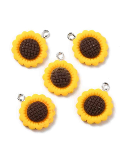 Girasol. Resina+Aleación de cobre. Color plateado. 24x19x5 milímetros. 2 mm perforación. 2 uds. Girasol. Resina+Aleación de cobre. Color plateado. 24x19x5 milímetros. 2 mm perforación. 2 uds.