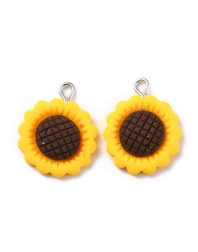 Girasol. Resina+Aleación de cobre. Color plateado. 24x19x5 milímetros. 2 mm perforación. 2 uds. Girasol. Resina+Aleación de cobre. Color plateado. 24x19x5 milímetros. 2 mm perforación. 2 uds.