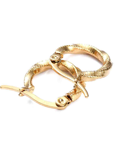 Aretes de aro. Twist (1). Acero inoxidable. Color dorado. 14 mm diámetro. 2,5 mm grosor. 1 par.