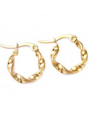Aretes de aro. Twist (2). Acero inoxidable. Color dorado. 17 mm diámetro. 3 mm grosor. 1 par. Aretes de aro. Twist (2). Acero inoxidable. Color dorado. 17 mm diámetro. 3 mm grosor. 1 par.