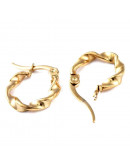 Aretes de aro. Twist (2). Acero inoxidable. Color dorado. 17 mm diámetro. 3 mm grosor. 1 par. Aretes de aro. Twist (2). Acero inoxidable. Color dorado. 17 mm diámetro. 3 mm grosor. 1 par.