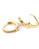 Aretes de aro. Aleación+Zirconia. Real 18k Gold. 16x14x2 milímetros. 1,2 mm perforación. 1 par. Aretes de aro. Aleación+Zirconia. Real 18k Gold. 16x14x2 milímetros. 1,2 mm perforación. 1 par.