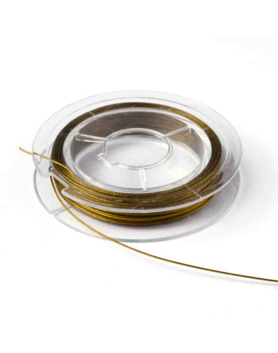 Tiger Tail. Hilo de nylon recubierto de acero. DARK GOLDEN. 0,45 mm grosor. 10 metros. 1 carrete