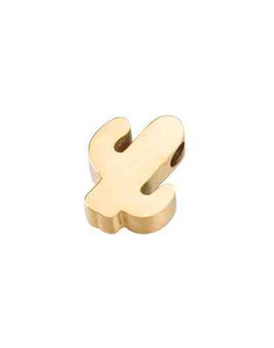Cactus. Acero inoxidable. Color dorado. 10x8x3 milímetros. 2 mm perforacion. 1 unidad.