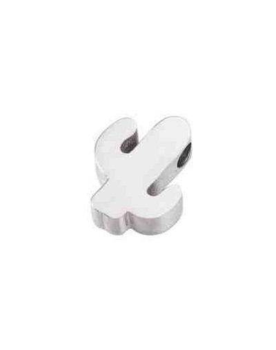 Cactus. Acero inoxidable. Color plateado. 10x8x3 milímetros. 2 mm perforacion. 1 unidad.