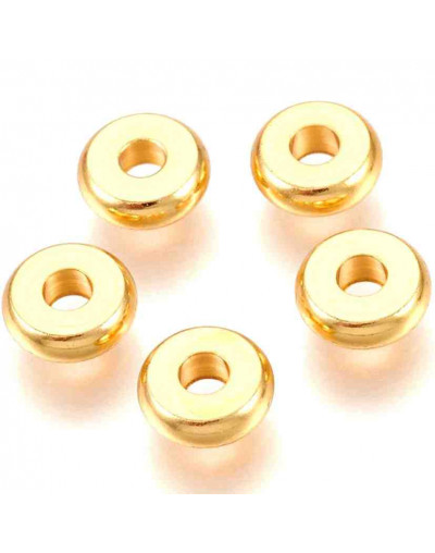 Donut. Acero Inoxidable. Color dorado. 5x2 milímetros. 1,6 mm perforación. 10 unidades.