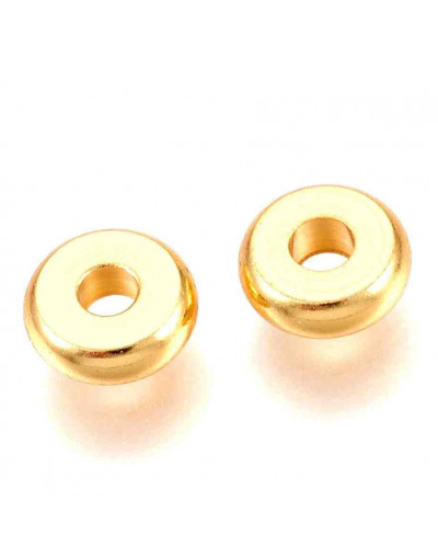 Donut. Acero Inoxidable. Color dorado. 5x2 milímetros. 1,6 mm perforación. 10 unidades.