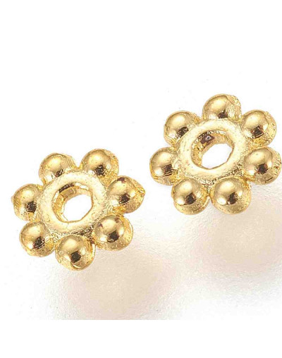 Disco. Aleación de cobre. Color dorado. 4x1,5 milímetros. 1 mm perforación. 50 uds. aproximado.