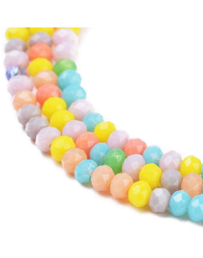 Rondelle faceteado. 3x2,5 mm. Varios colores (1). 0,5 mm perforación. 180 uds hilo (aproximado).