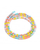 Rondelle faceteado. 3x2,5 mm. Varios colores (1). 0,5 mm perforación. 180 uds hilo (aproximado).