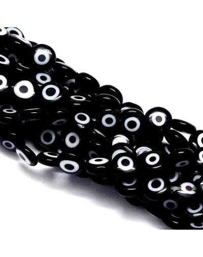 Ojo turco. Moneda. Color negro. 8x4 milímetros. 1 mm perforación. 50 uds hilo (aproximado).