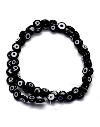 Ojo turco. Moneda. Color negro. 8x4 milímetros. 1 mm perforación. 50 uds hilo (aproximado).