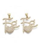 Fé+Corazón. Aleación+Zirconia. Baño 18KGold. 24x23x3 mm. 5 mm cierre. 1 unidad. Fé+Corazón. Aleación+Zirconia. Baño 18KGold. 24x23x3 mm. 5 mm cierre. 1 unidad.