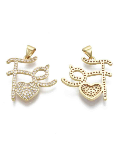 Fé+Corazón. Aleación+Zirconia. Baño 18KGold. 24x23x3 mm. 5 mm cierre. 1 unidad.