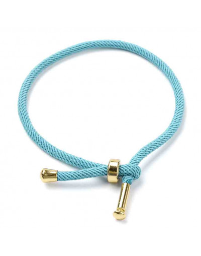 Algodón regulable para pulsera. SKY BLUE. Acero inoxidable dorado. 230x3 mm. 1 unidad.
