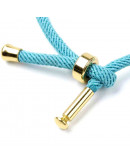 Algodón regulable para pulsera. SKY BLUE. Acero inoxidable dorado. 230x3 mm. 1 unidad.