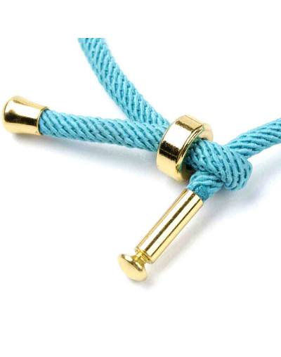 Algodón regulable para pulsera. SKY BLUE. Acero inoxidable dorado. 230x3 mm. 1 unidad.