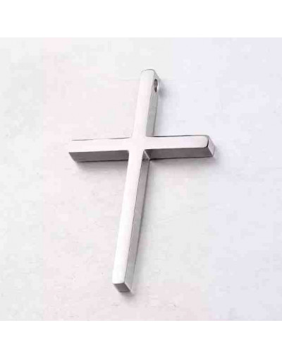 Cruz. Acero inoxidable. Color plateado.40x25x2,5 milímetros. 2 mm perforación. 1 unidad.