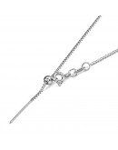 Acero inoxidable. Color plateado. Cadena regulable para collar. 45 centímetros largo. 1 unidad.