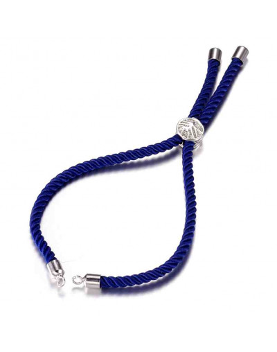 Nylon twist regulable para pulsera. Azul. Bañado (Platino). 220x4 mm. 2 mm perforación. 1 ud.