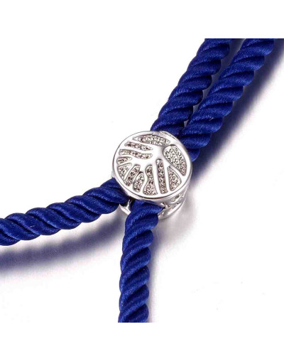 Nylon twist regulable para pulsera. Azul. Bañado (Platino). 220x4 mm. 2 mm perforación. 1 ud.