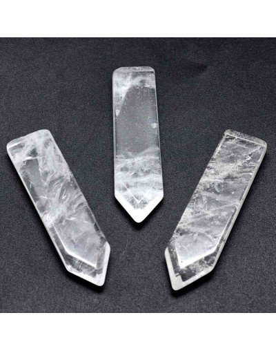 Cuarzo cristal. Rectángulo+Flecha. 52x13 milímetros. 6 milímetros grosor. Sin perforación. 1 unidad.