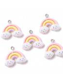 Nube+Arcoiris. Resina+Aleación de cobre. Color plateado. 22x25 milímetros. 2 mm perforación. 2 uds. Nube+Arcoiris. Resina+Aleación de cobre. Color plateado. 22x25 milímetros. 2 mm perforación. 2 uds.