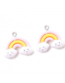 Nube+Arcoiris. Resina+Aleación de cobre. Color plateado. 22x25 milímetros. 2 mm perforación. 2 uds. Nube+Arcoiris. Resina+Aleación de cobre. Color plateado. 22x25 milímetros. 2 mm perforación. 2 uds.