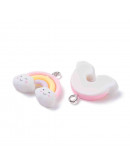 Nube+Arcoiris. Resina+Aleación de cobre. Color plateado. 22x25 milímetros. 2 mm perforación. 2 uds. Nube+Arcoiris. Resina+Aleación de cobre. Color plateado. 22x25 milímetros. 2 mm perforación. 2 uds.